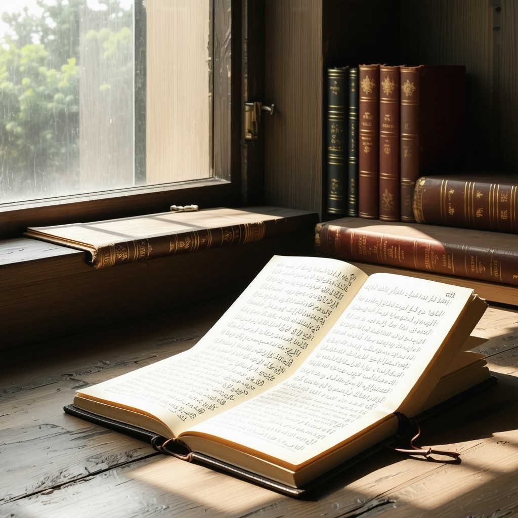 Dziennik snów i książki o islamskiej interpretacji snów o ciąży w spokojnym pokoju studyjnym