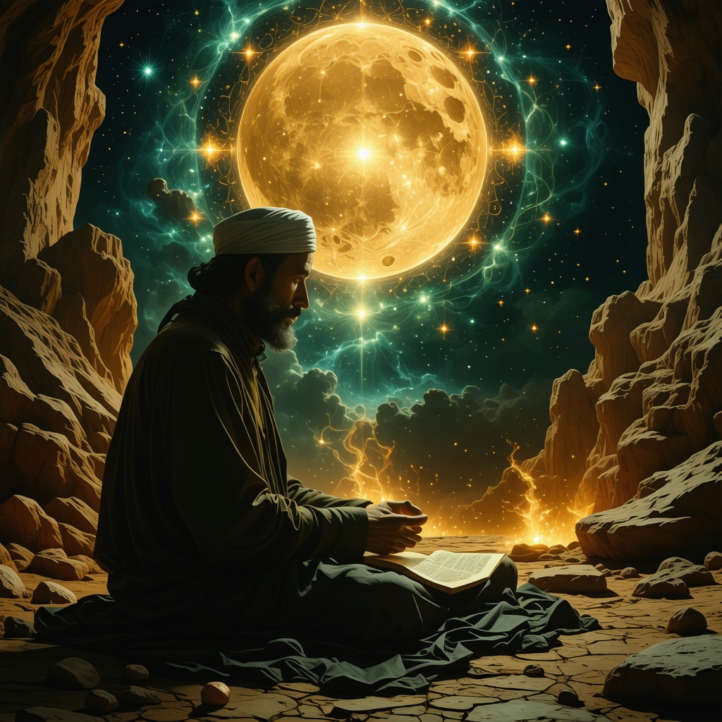 Illustration of Islamic dream interpretation showing a known man symbol with mystical and psychological elements