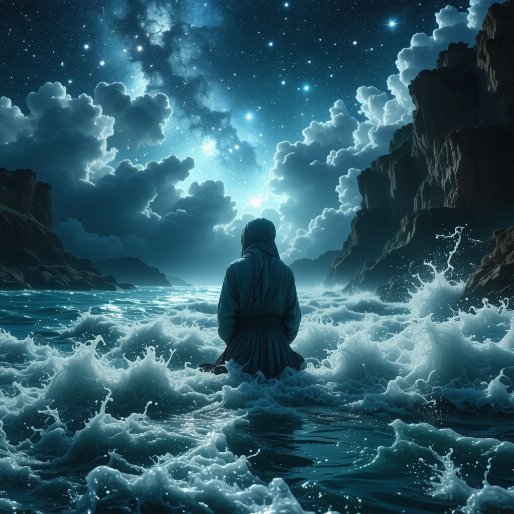 Artistic illustration of flood representing spiritual purification and divine love in Islamic mysticism