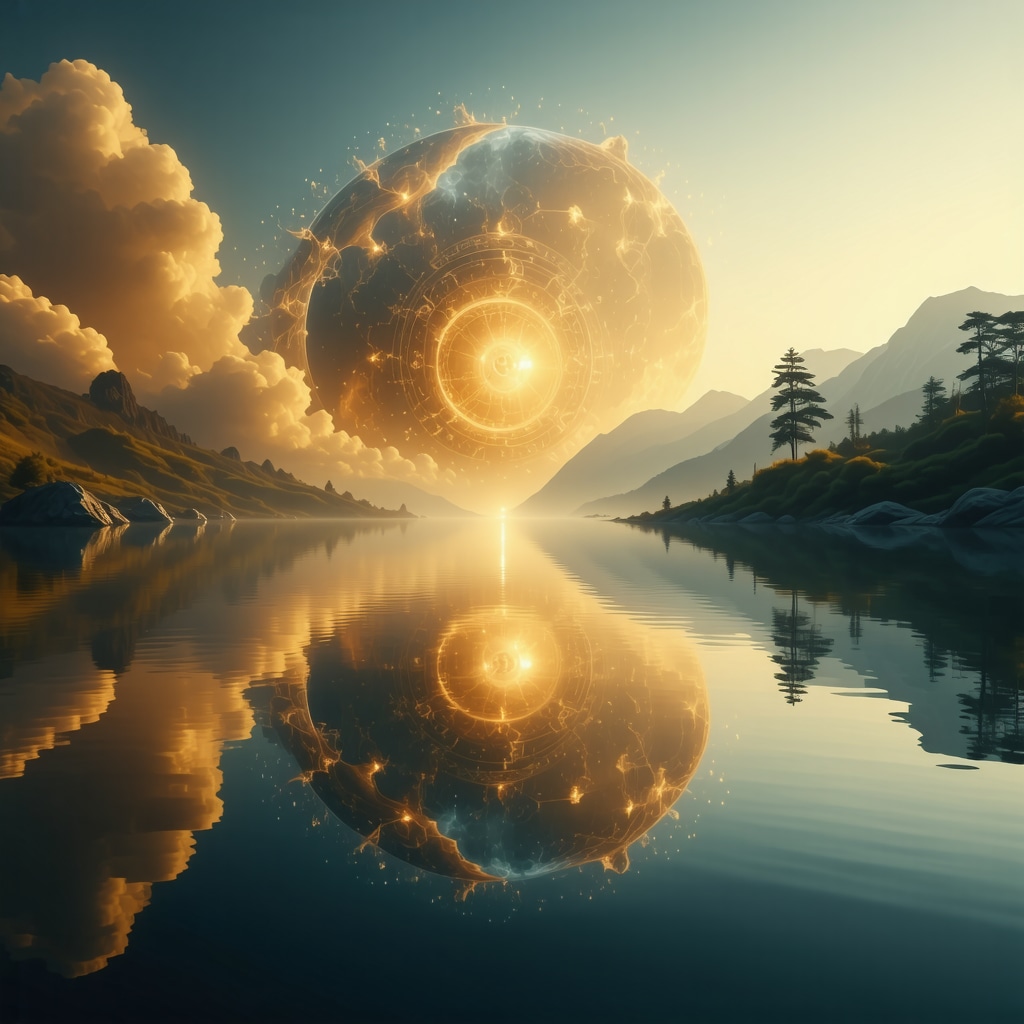 A tranquil scene illustrating mystical symbols of personal growth and dreams