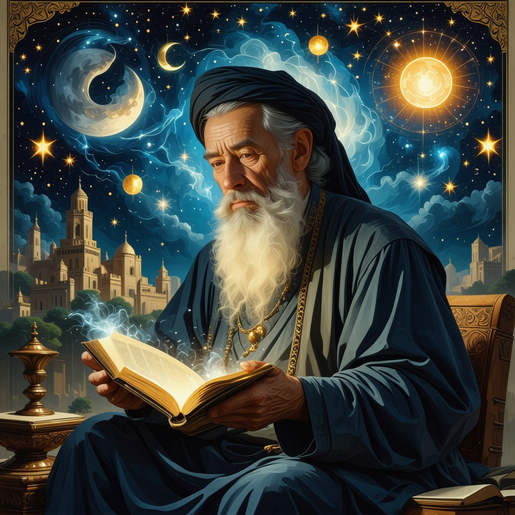 An Islamic scholar studying dreams with symbolic elements