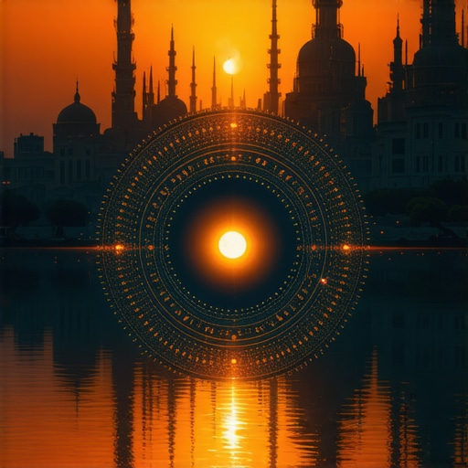 Mystical illustration of Islamic dream symbols, emphasizing spiritual interpretation and personal insight