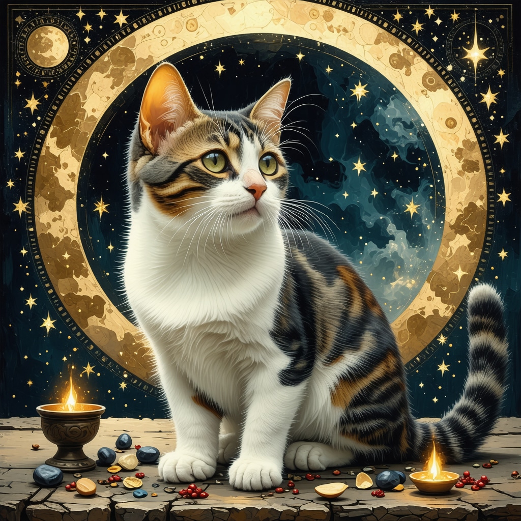 Peaceful cat in a spiritual Islamic dream symbolism context