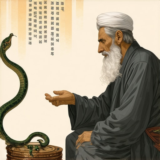 Islamic scholar studying snake symbolism in dreams