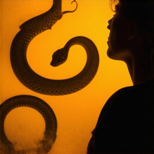 A person contemplating a symbolic snake in a spiritual context